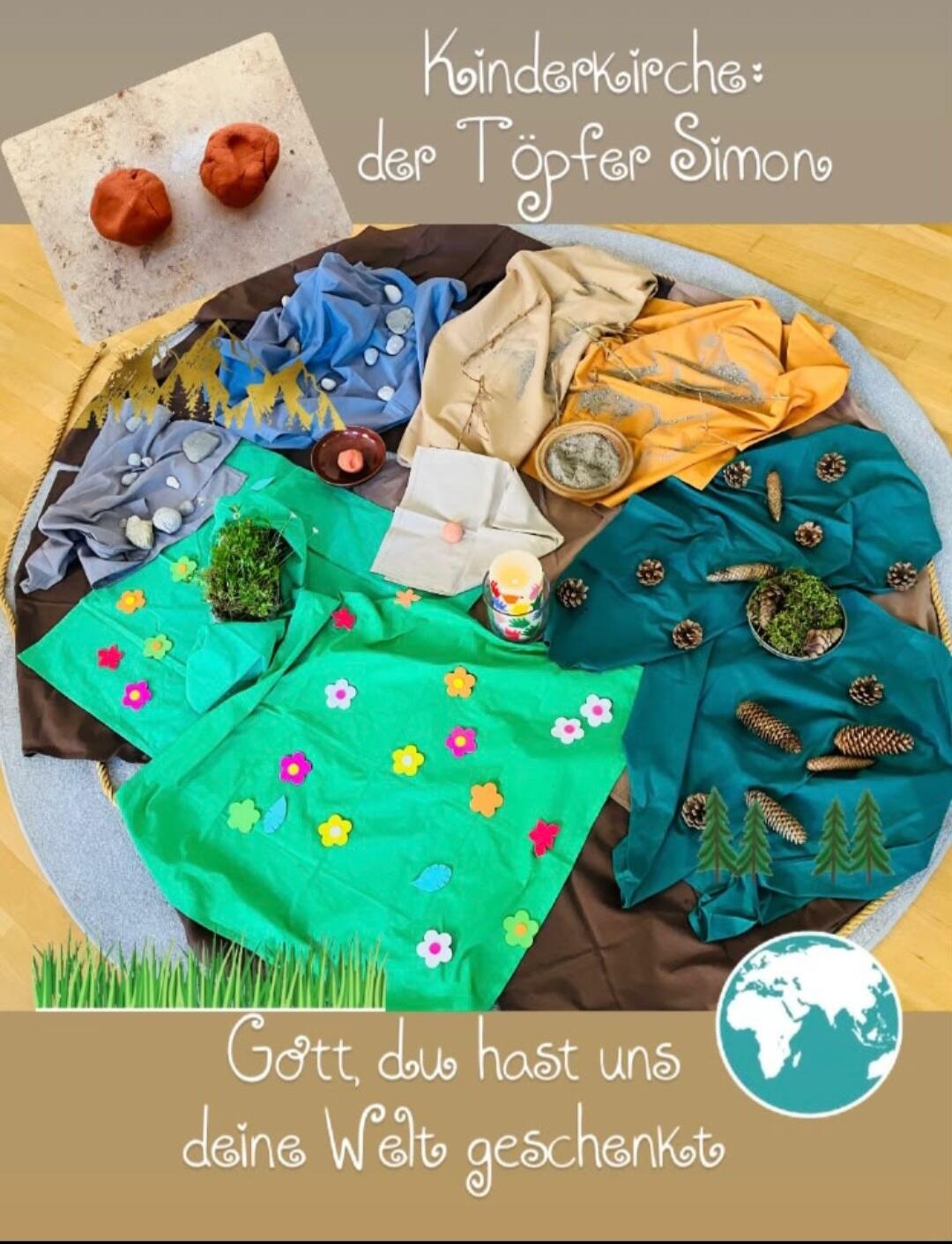 Kinderkirche – 14. Juni 2026 „Der Töpfer Simon“ Mit der Geschichte vom „Töpfer Simon“ konnten die Kinder in der Kinderkirche die großartige Schöpfung entdecken; dass sie selbst einen guten Platz auf dieser wunderbaren Erde haben. Dafür haben wir Gott gedankt und die Kinder aufmerksam gemacht, die Erde zu beschützen, zu bewahren und achtsam mit ihr umzugehen.