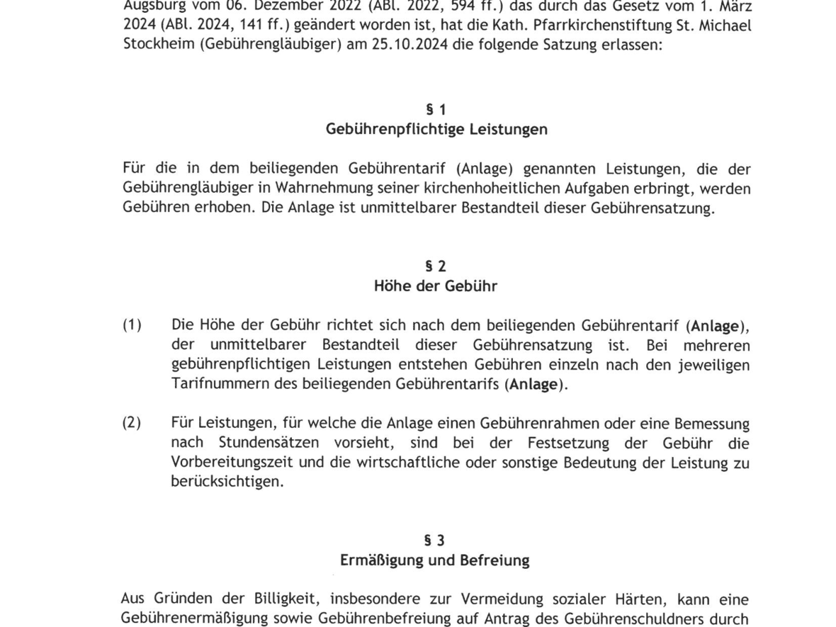 Gebührensatzung St. Michael
